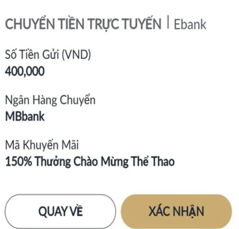 xác nhận chuyển tiền M88