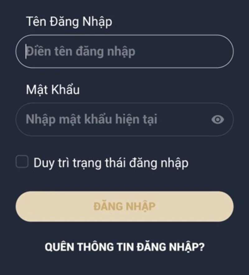 form đăng nhập M88